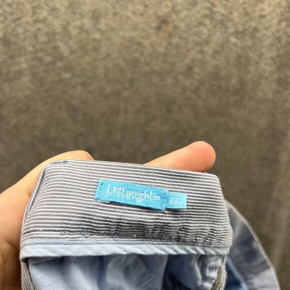 J McLaughlin Shorts Men 33 Blue Chino Flat Front Pinstripes Embroidered Dolphins - Picture 4 of 10